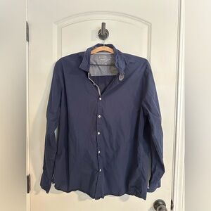 PD&C Navy Casual Button Down Shirt 100% Cotton xl preppy business casual